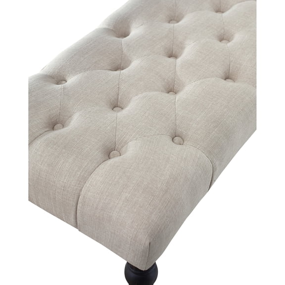 Newboti Furniture Leviton Fabric Tufted Turned Leg Dining Bench, Tan 75435