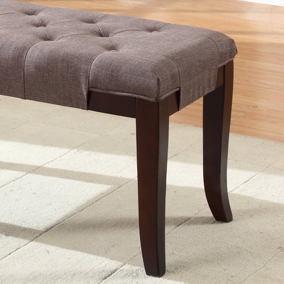 Newboti Furniture Linon Tufted Bench, Fabric, Brown 75619