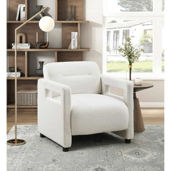 Newboti Furniture Luxury Home Furniture Accent Chair Beige Seat Cushion Boucle Upholstery Plywood Frame 1pc Armchair 99146