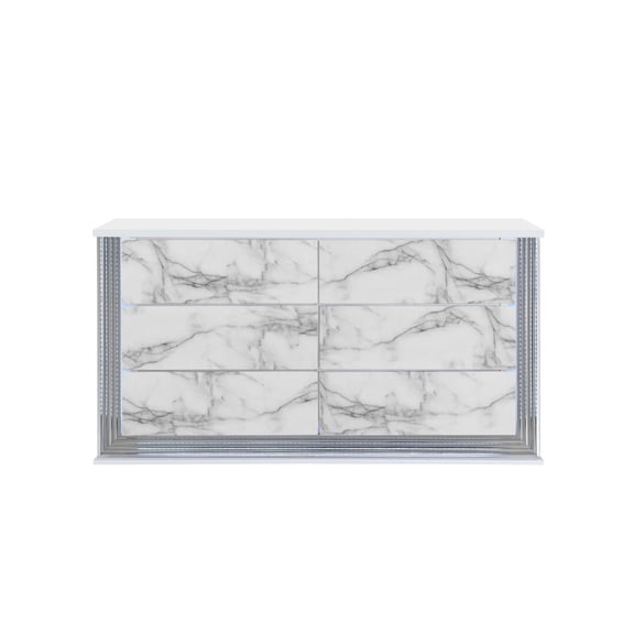 Newboti Furniture MOON WHITE MARBLE DRESSER WITH LED BN.8197