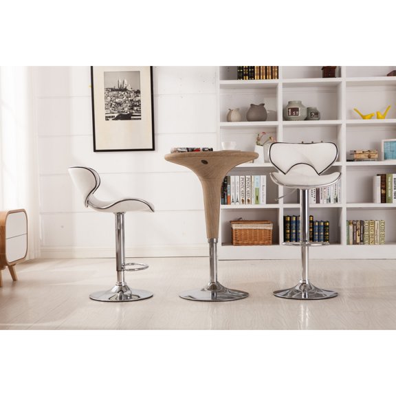 Newboti Furniture Masaccio Upholstery Airlift Adjustable Swivel Barstool with Chrome Base, Set of 2, White BN.4349