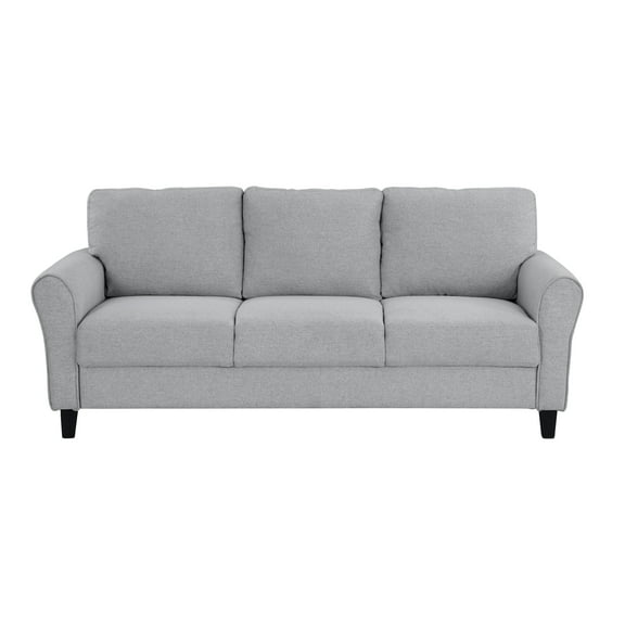 Newboti Furniture Modern 1pc Sofa Dark Gray Textured Fabric Upholstered Rounded Arms Attached Cushions Transitional Living Room Furniture 92725