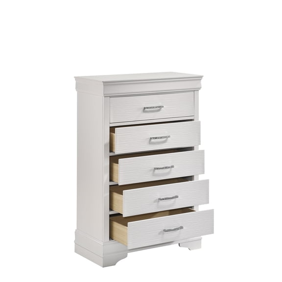 Newboti Furniture Modern 5 Drawers Chest made with Wood in White 10796
