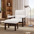 thumbnail image 1 of Newboti Furniture Modern Accent Chair with Ottoman, Mid Century Lounge Chair with footrest, Comfy Fabric Armchair Upholstered Set with Solid Wood Frame for Living Room 80752, 1 of 17