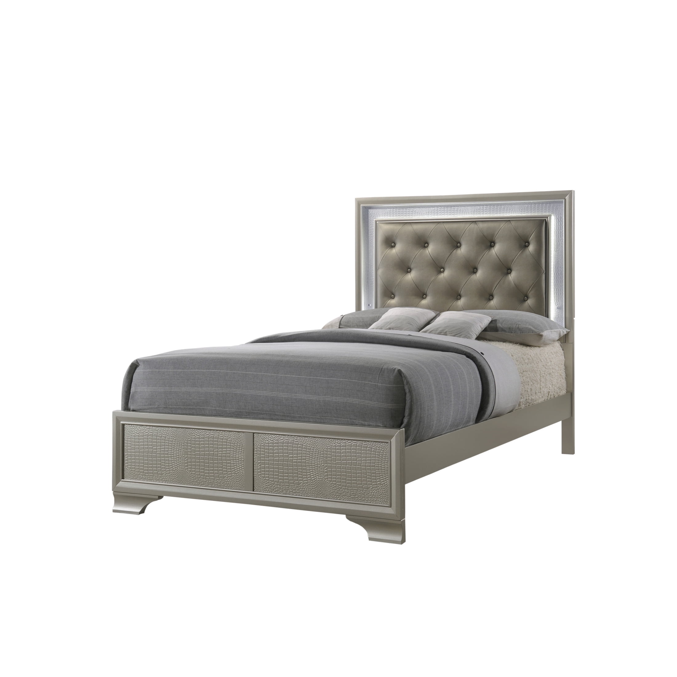 Newboti Furniture Modern Champagne Crocodile Skin Finish Upholstered ...