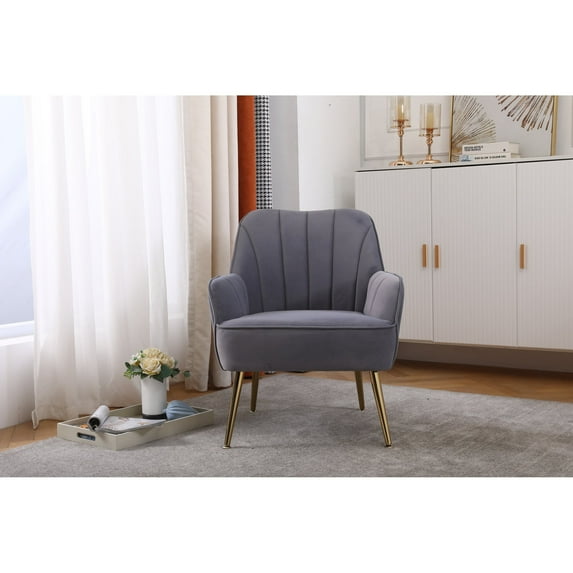 Newboti Furniture Modern Mid Century Chair velvet Sherpa Armchair for Living Room Bedroom Office Easy Assemble 90452