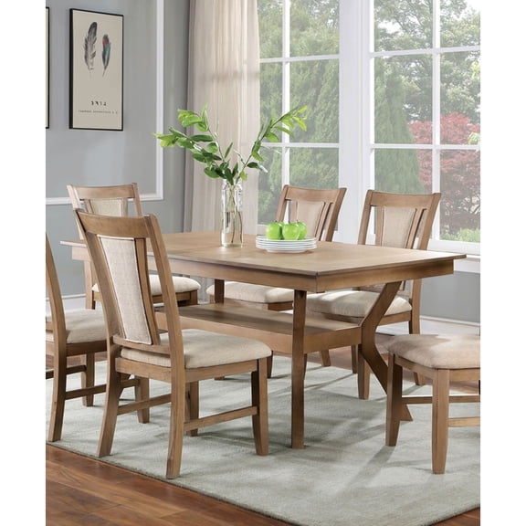 Newboti Furniture Modern Natural Tone Dining Table w Open Lower Shelf 1pc Rectangle Table Kitchen Dining Room Furniture BN.8681