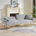 thumbnail image 1 of Newboti Furniture Modern Teddy Upholstered Accent Loveseat Sofa With Side Pocket,Folding Sleeper Sofa Bed With Foldable Armrest , Adjustable Backrest and Golden Metal Legs for Living Room,Grey BN.186, 1 of 12