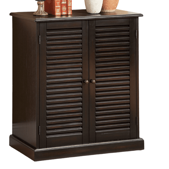 Newboti Furniture Modern Transitional Design 1pc Shoe Cabinet Espresso Finish Adjustable Shelves Louver Design Doors Home Furniture Shoe Rack 08341