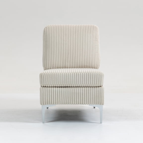 Newboti Furniture Modular Sectional Sofa Armless Seat Module, Corduroy Sectional Couch, Single Couch Modular Armless Accent Chair with Back Cushion, Beige BN.9806