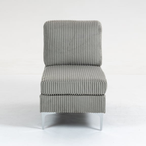 Newboti Furniture Modular Sectional Sofa Armless Seat Module, Corduroy Sectional Couch, Single Couch Modular Armless Accent Chair with Back Cushion, Gray BN.0986