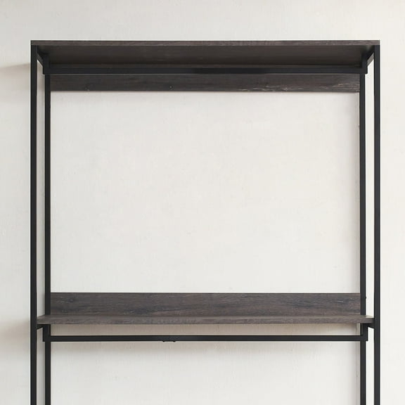 Newboti Furniture Monica 47" Farmhouse Wood Walk-in Closet Organizer with One Shelf in Rustic Gray 17336