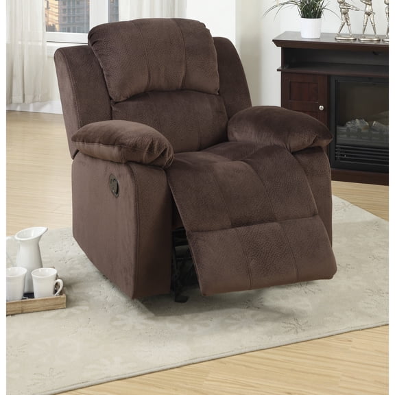 Newboti Furniture Motion Recliner Chair 1pc Rocker Recliner Couch Living Room Furniture Chocolate Padded Suede Metal Reclining 08563