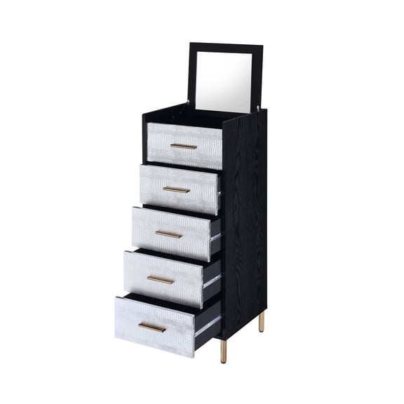 Newboti Furniture Myles Black, Silver & Gold Finish Jewelry Armoire 76087