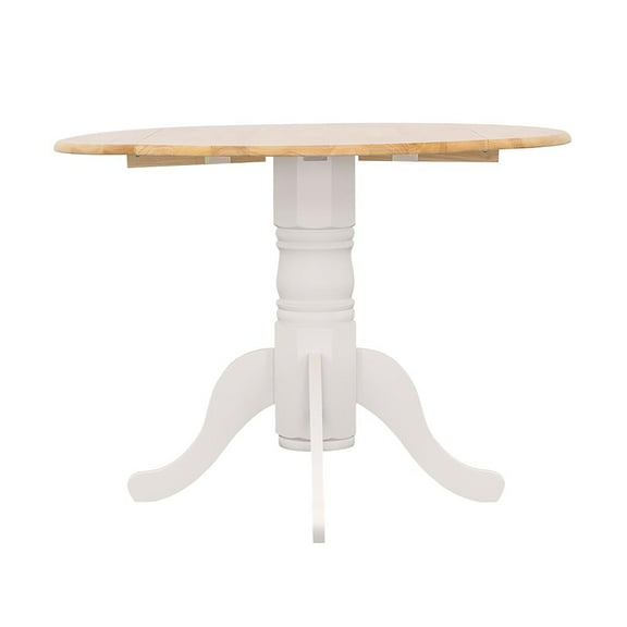 Newboti Furniture Natural Brown and White Round Dining Table with Drop Leaf 26451