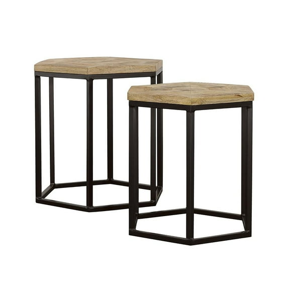 Newboti Furniture Natural and Black 2-Piece Nesting Table 26345
