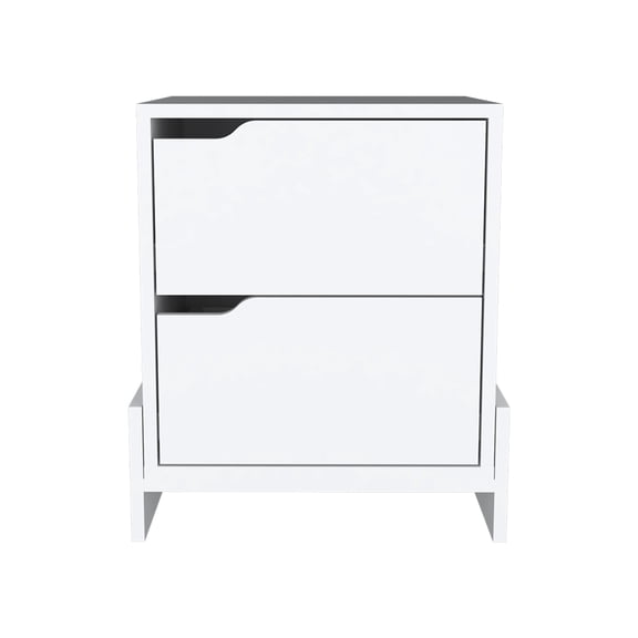 Newboti Furniture Nightstand Brookland, Bedside Table with Double Drawers and Sturdy Base, White Finish 42093