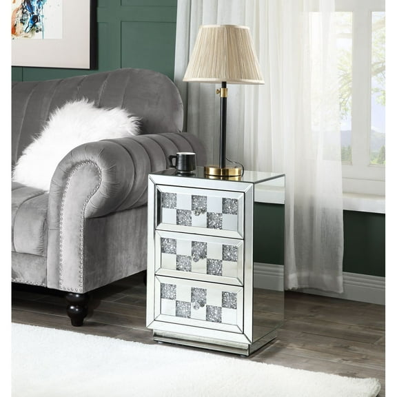 Newboti Furniture Noralie Mirrored and Faux Diamonds Accent Table 69517