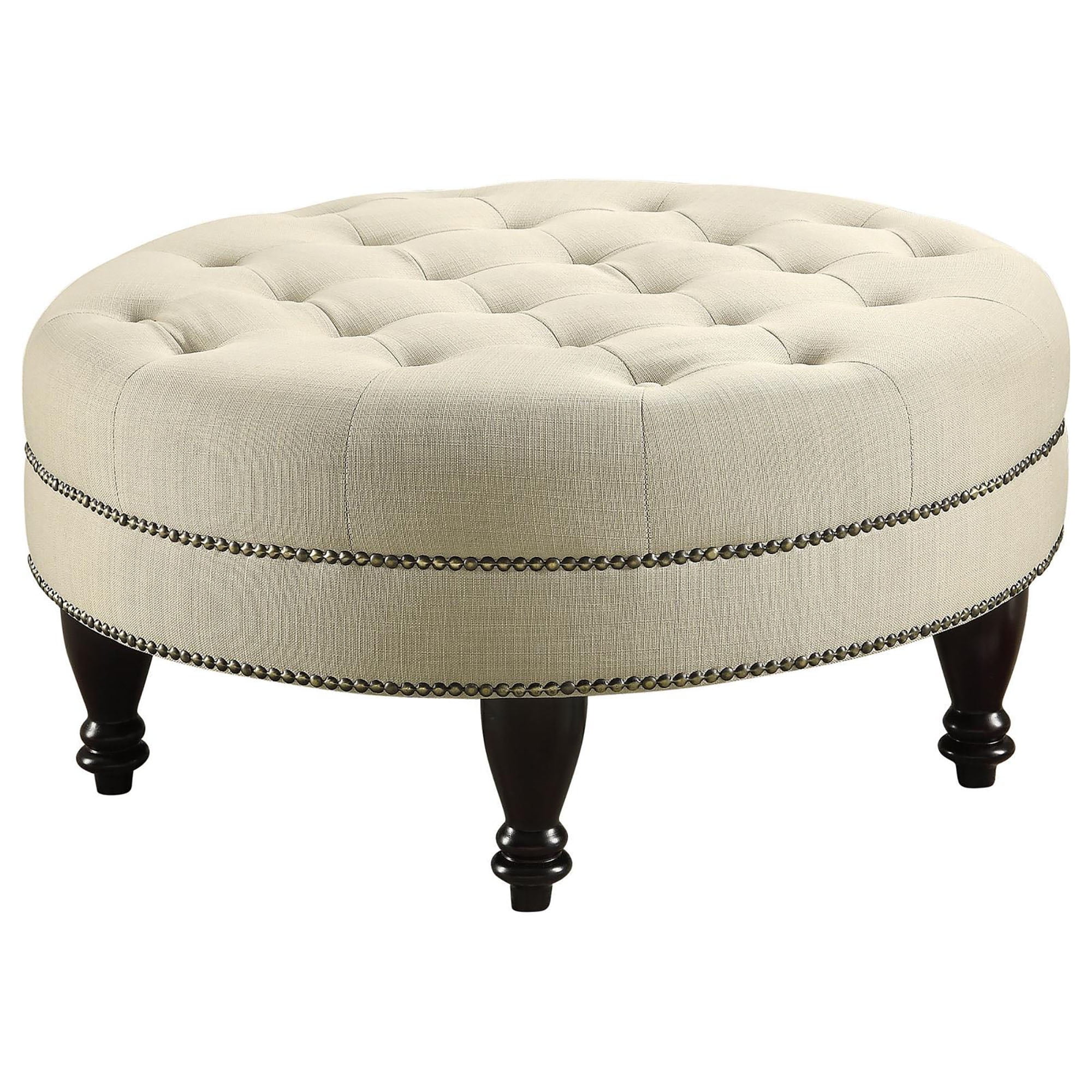 Newboti Furniture Oatmeal Cocktail Ottoman with Nailhead Trim 32942