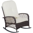 thumbnail image 1 of Newboti Furniture Outdoor Wicker Rocking Chair with Wide Seat, Thick, Soft Cushion, Rattan Rocker w/Steel Frame, High Weight Capacity for Patio, Garden, Backyard, Cream White BN.4308, 1 of 10