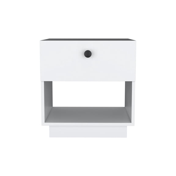 Newboti Furniture Paris 1 Drawer Nightstand, End Table, Side Table Open Lower Shelf -White 32551