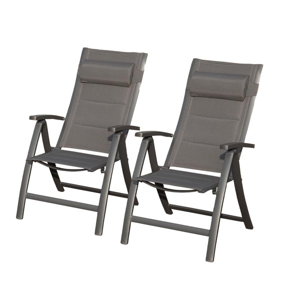 Newboti Furniture Patio Folding Chairs Set of 2,Padded Textilene Fabric Seat BN.4189