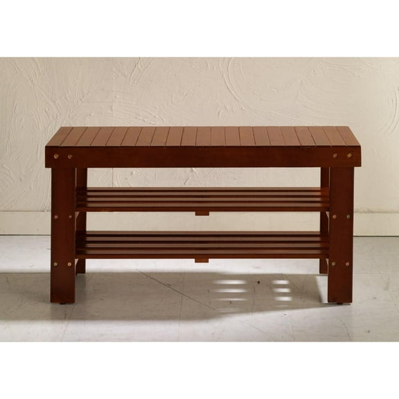 Newboti Furniture Pina Quality Solid Wood Shoe Bench, Cherry Finish 75923