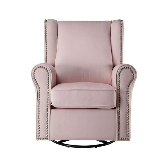 Newboti Furniture Pink Rolled Arms Swivel Chair with Nailhead Accent 26758