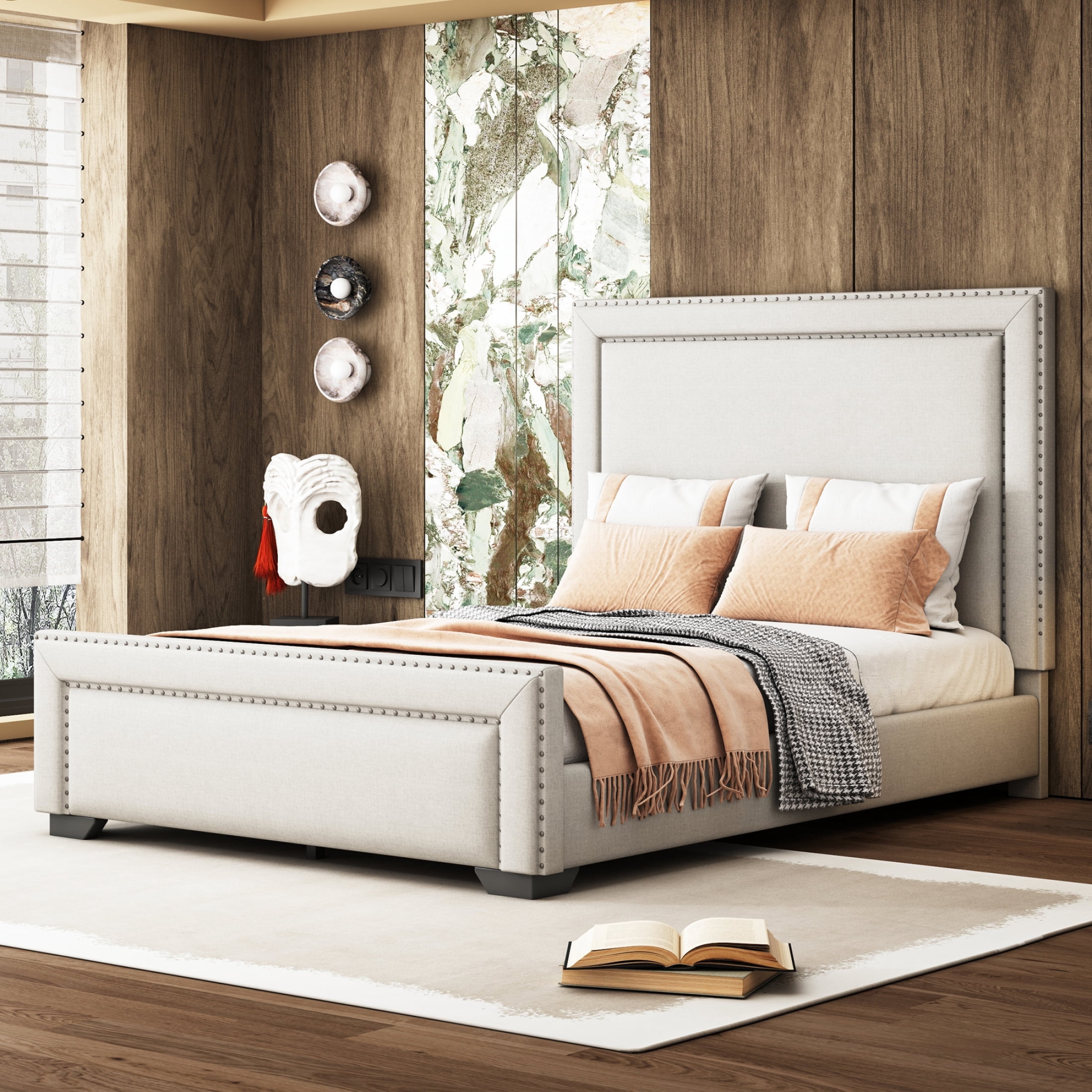 Newboti Furniture Queen Size Upholstered Bed, Modern Upholstered Bed ...