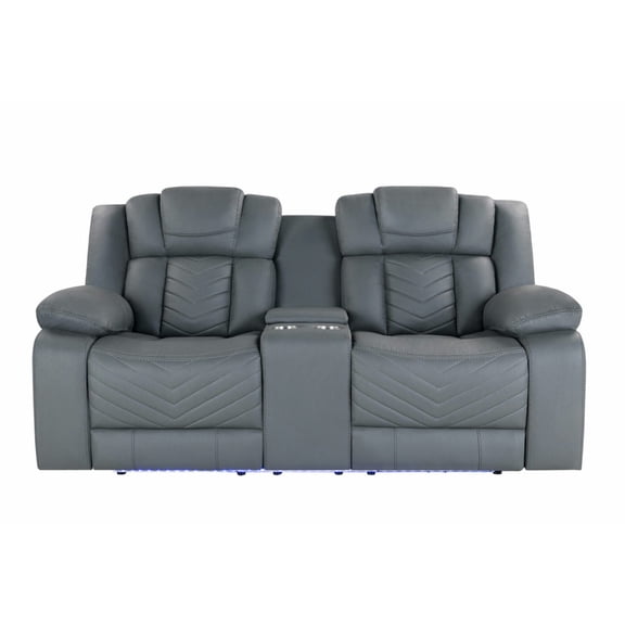 Newboti Furniture RAIZE GREY 10 POWER CONSOLE RECLINING LOVESEAT WITH LED BN.9543