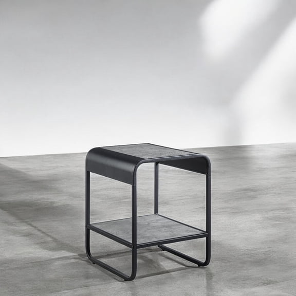 Newboti Furniture Raziela Concrete Gray & Black Finish End Table BN.1328