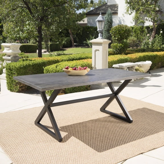 Newboti Furniture Rolando Outdoor Aluminum Dining Table with Steel Frame, Grey / Black 96727