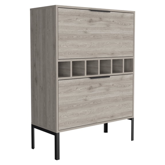 Newboti Furniture Rowan Bar Cabinet, Six Built-in Wine Rack, Double Door Cabinet 48804