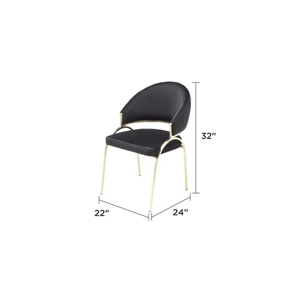 Newboti Furniture Ruby Modern & Contemporary style chair made with Metal & Gold Legs in Black Color 40023