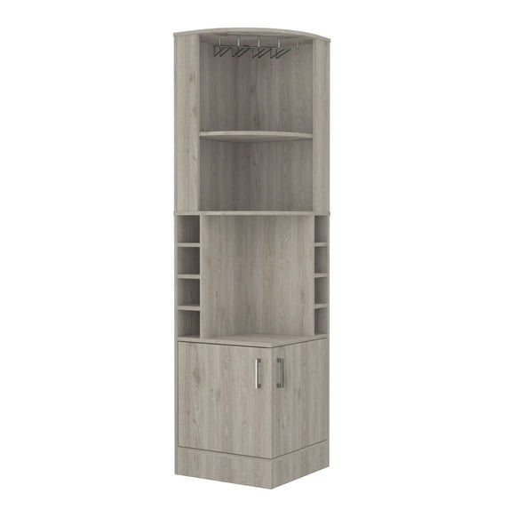 Newboti Furniture Seattle Bar Cabinet, Eight Bottle Cubbies, Two Large Open Shelves 48842