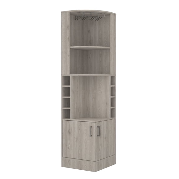 Newboti Furniture Seattle Bar Cabinet, Eight Bottle Cubbies, Two Large Open Shelves 48842