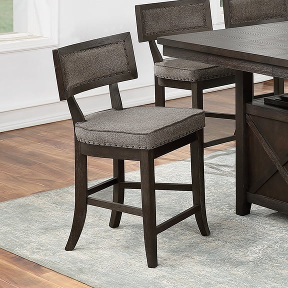Newboti Furniture Set of 2 Dining High Chairs with Fabric Upholstery Cushion, Espresso 43505