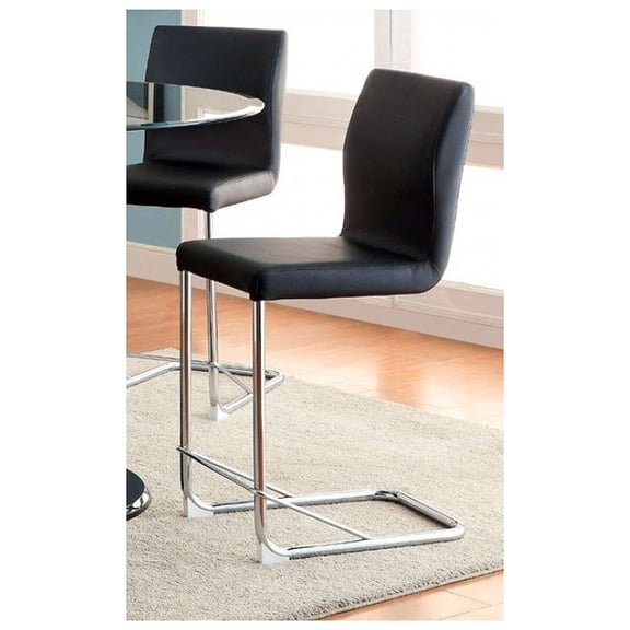 Newboti Furniture Set of 2 Padded Leatherette Dining Chairs in Black and Chrome Finish 11389