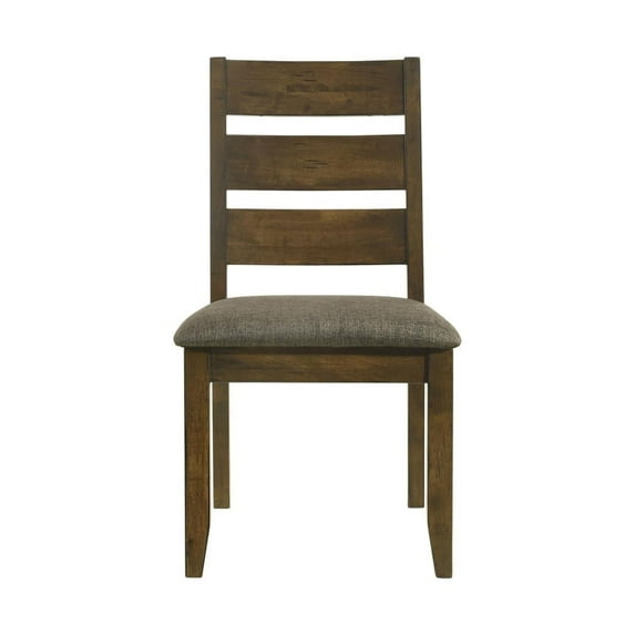 Newboti Furniture Set of 2 Upholstered Seat Dining Chairs in Knotty Nutmeg Finish 80918