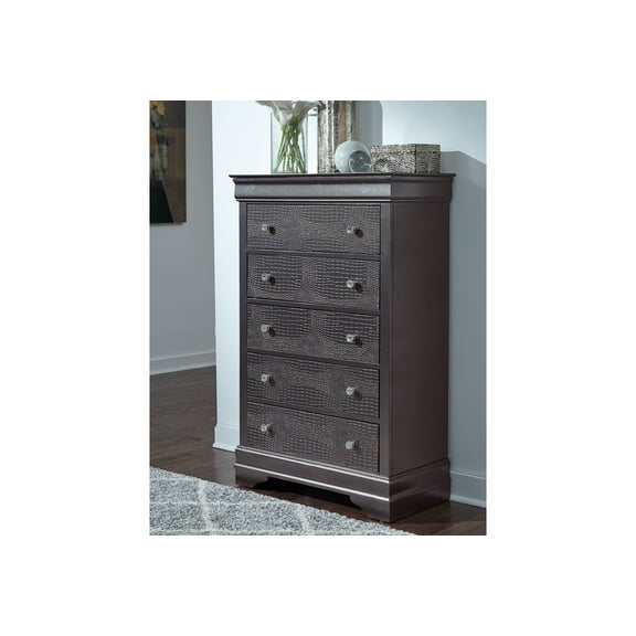 Newboti Furniture Shaker Crocodile Metallic Grey Chest 29347