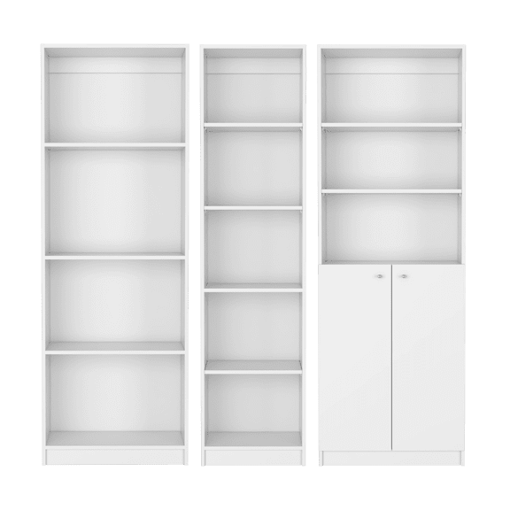 Newboti Furniture Simla 3 Piece Living Room Set with 3 Bookcases, White 42826