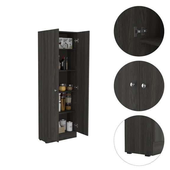 Newboti Furniture Storage Cabinet Pipestone, Five Shelves, Espresso / Black Wengue Finish 42949