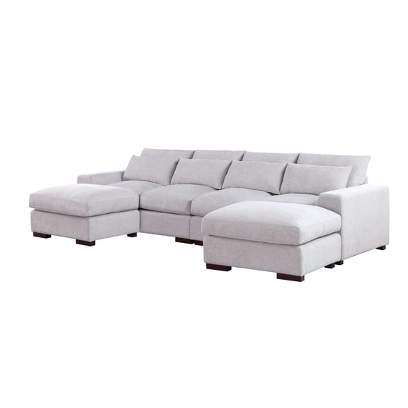Newboti Furniture Tatman Linen Blend Sectional with 2 Ottomans 45841