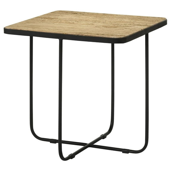 Newboti Furniture Travertine and Black Accent Table 27809