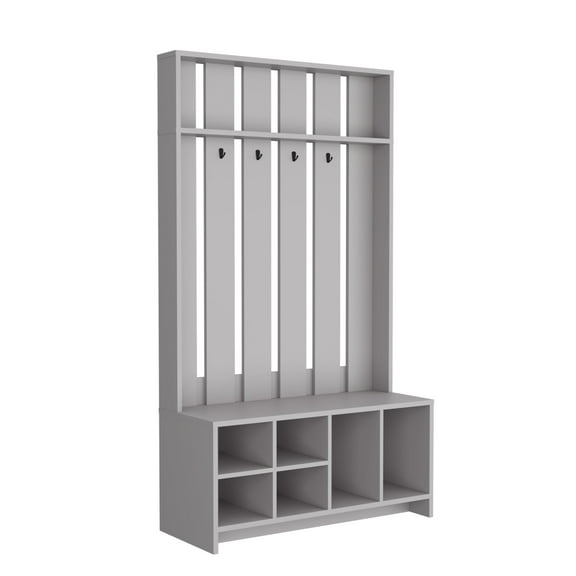 Newboti Furniture Tulcan 38" Wide Hall Tree with Bench and Shoe Storage, Entryway Bench with Coat Rack 46672