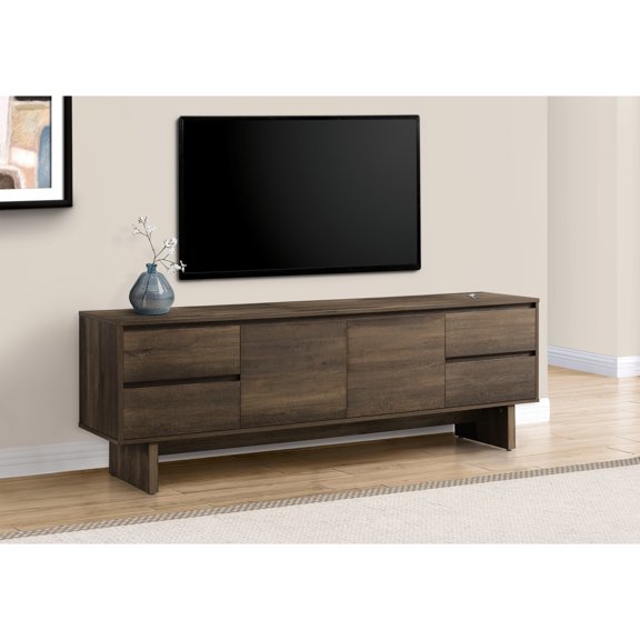 Newboti Furniture Tv Stand, 72 Inch, Console, Media Entertainment Center, Storage Drawers, Storage Cabinet, Brown Laminate, Transitional 42149