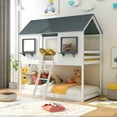 thumbnail image 1 of Newboti Furniture Twin Over Twin Bunk Bed Wood Bed with Roof, Window, Guardrail, Ladder (White) NO.65477, 1 of 13