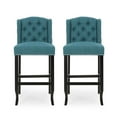 thumbnail image 1 of Newboti Furniture Vienna Contemporary Fabric Tufted Wingback 31 Inch Counter Stools, Set of 2, Teal and Dark Brown 73745, 1 of 15