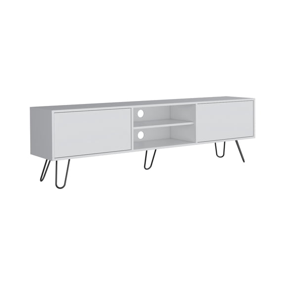 Newboti Furniture Waco TV Rack, Hairpin Stand with Spacious Storage and Cable Management Holes, White 45544