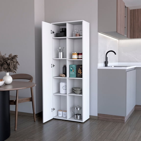 Newboti Furniture White 1-Door Multistorage Kitchen Pantry 28233